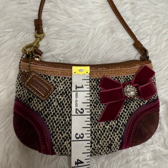 COACH y2k Limited Edition Soho Tweed Ribbon Bow Mini Purse Bag Charm - Picture 10 of 11